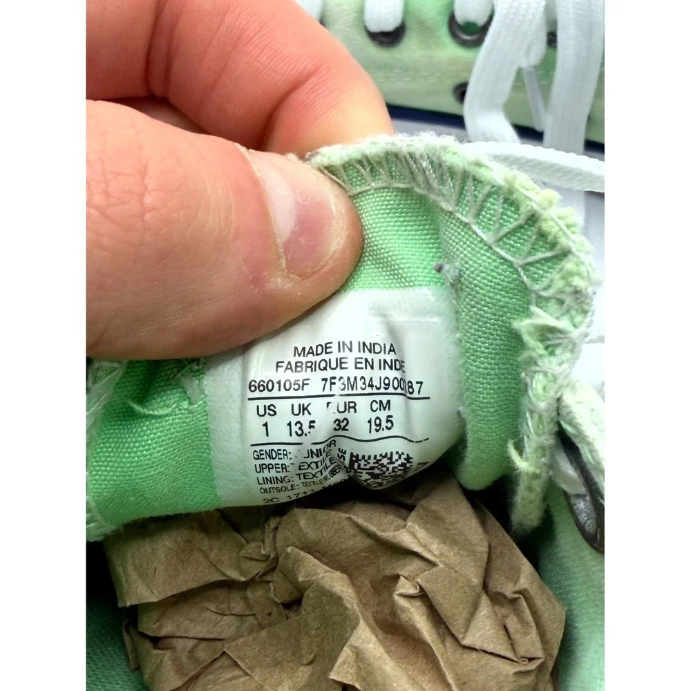 Converse Chuck Taylor All Star 660105F‎ Unisex Kids 1 Sneaker Green Canvas Shoes